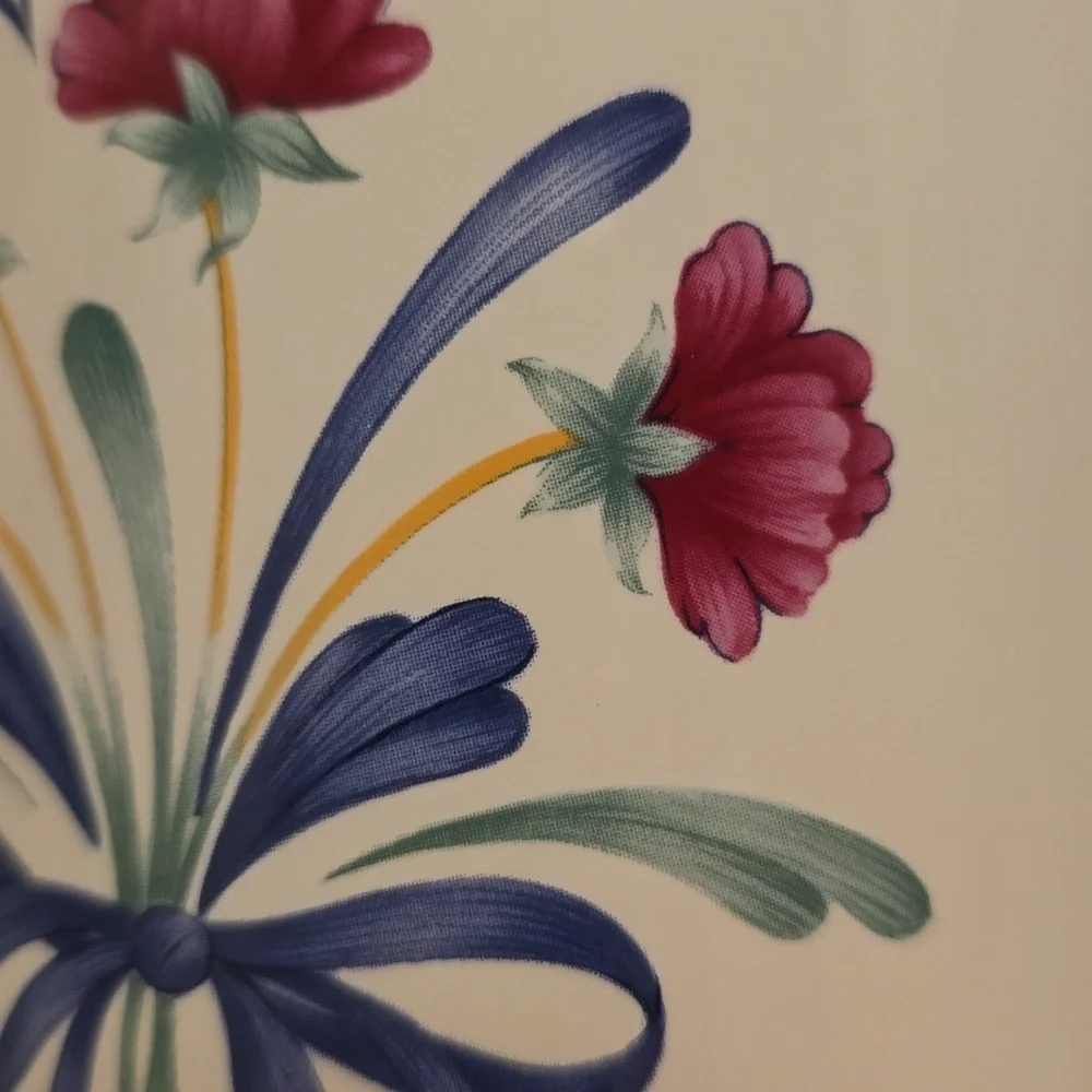 Beautiful Lenox Floral Ceramic Mug with Blue Ribbon Design